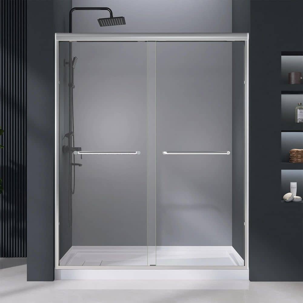 Zeafive 56 to 60 in. W x 72 in. H Double Sliding Shower Door in