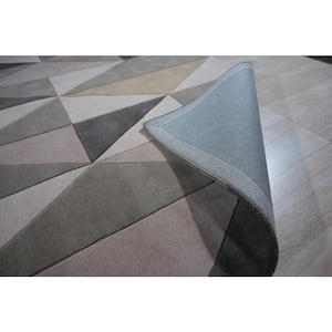 Multicolored Hand-Tufted Wool Contemporary Modern Rug, 7 ft.9 x 9 ft.9, Area Rug