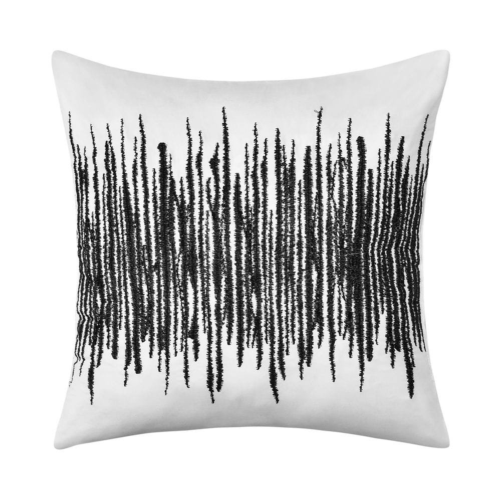 Dalton Black Polyester Stripe 18 Square Decorative Throw Pillow 18 In. L