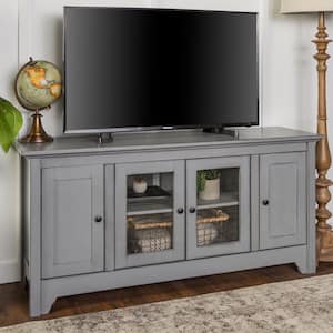 Hastings 53 in. Gray Wood TV Stand 55 in. with Glass Doors