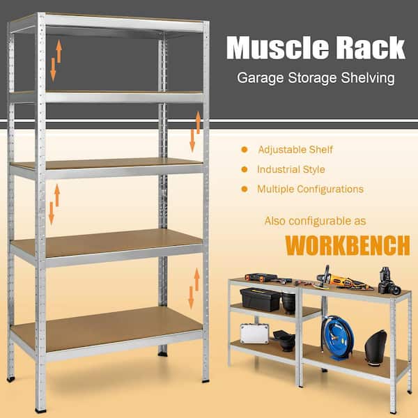 Costway 4 PCS 72-Inch 5-Tier Storage Rack Adjustable Garage Shelf Shelving  Unit