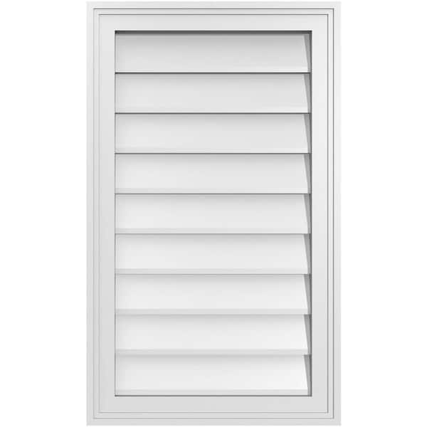 Ekena Millwork 18" x 30" Vertical Surface Mount PVC Gable Vent: Non-Functional with Brickmould Frame