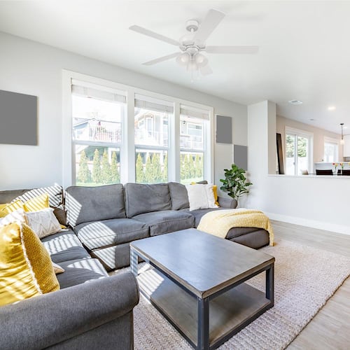 Stellant 52 in. Indoor/Covered Outdoor Matte White Standard Mount Ceiling Fan with Light Kit and Pull Chain Control Ceiling Fans With Lights