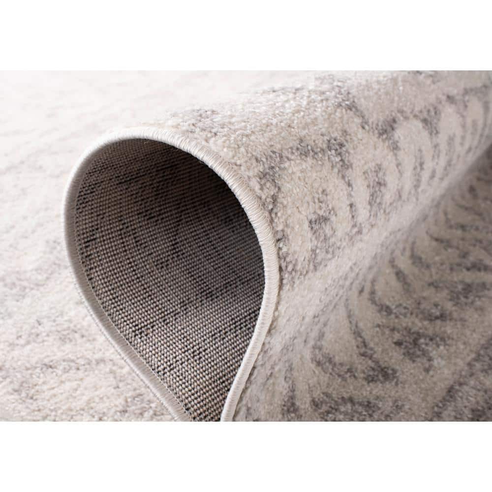 Ivory and Silver 6' x 6' Square Synthetic Area Rug