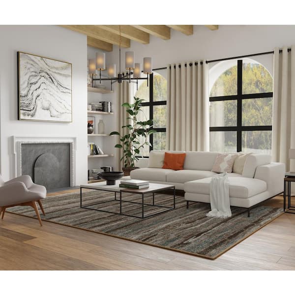 Shoreline Multi 2 ft. x 3 ft. Striped Scatter Area Rug