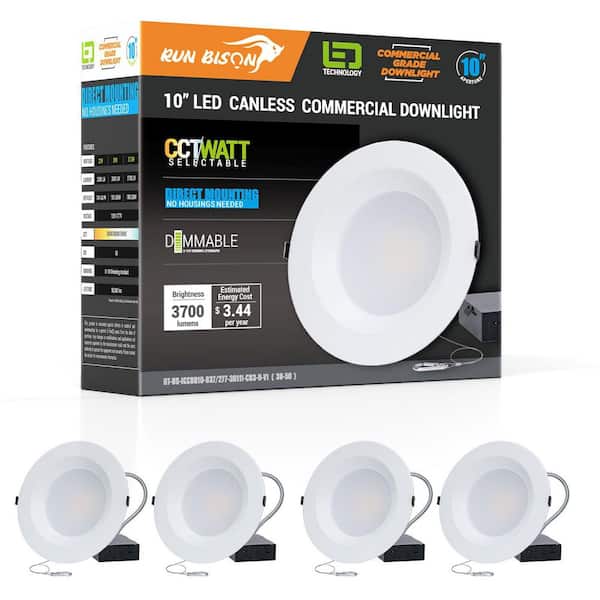 10 in. CCT and Wattage Selectable New Construction or Remodel IC Rated Integrated LED Commercial Downlight (4-Pack)