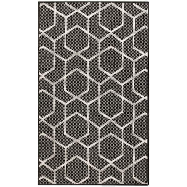 Horizon Indoor/Outdoor Black 2 ft. x 3 ft. All-Over Design Contemporary Area Rug