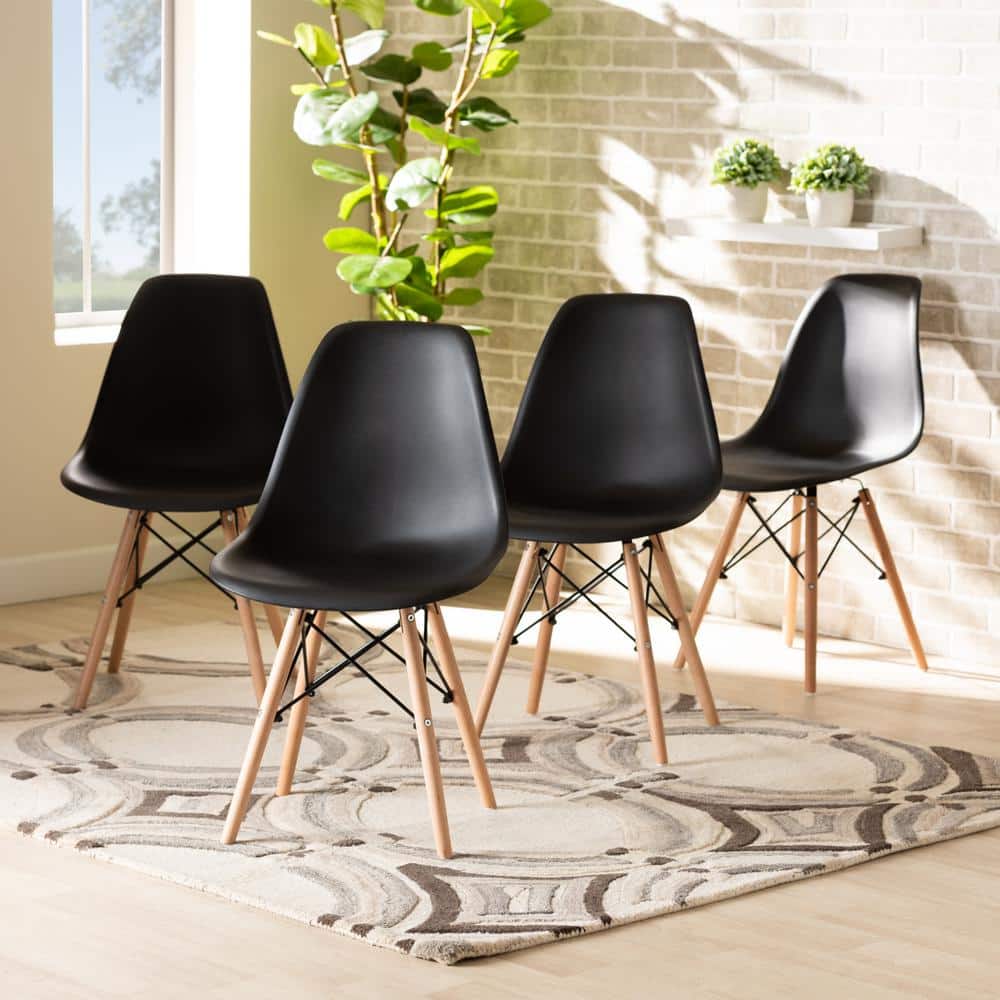 Modern Black and Oak Brown Cane-Back Arm Chair