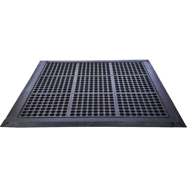 Unbranded Doortex Anti-Fatigue Black All-Weather Modular System Mat - 36" x 36"