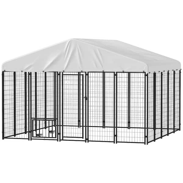 Outdoor  9.8 ft. W x 9.8 ft. D x 6.8 ft. D Garden  Screens Welded Wire Kennel with 360° Rotating & Waterproof Cover