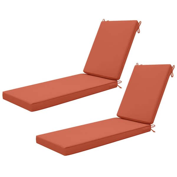 Unbranded 74 in. x 23 in. Waterproof Outdoor Chaise Lounge Cushion for Patio Furniture in Rust (Set of 2)