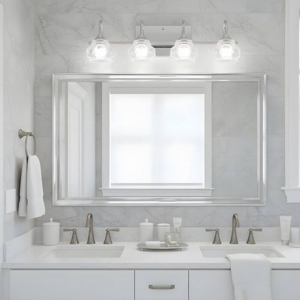 22.8 in. 4-Light Chrome Bathroom Vanity Light with Elegant Clear Glass Shade price history on PriceWatchPro