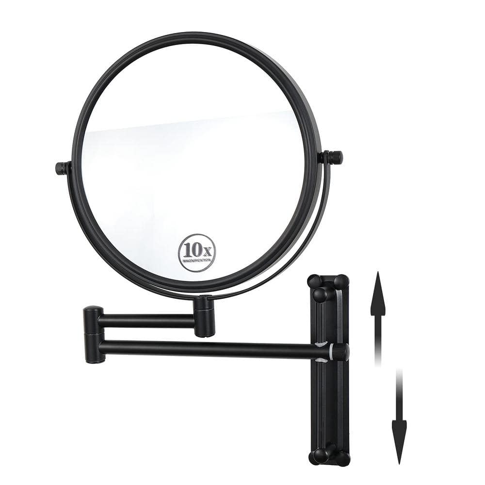16.8 in. W x 12 in. H Round Magnifying Wall Bathroom Makeup Mirror in Black