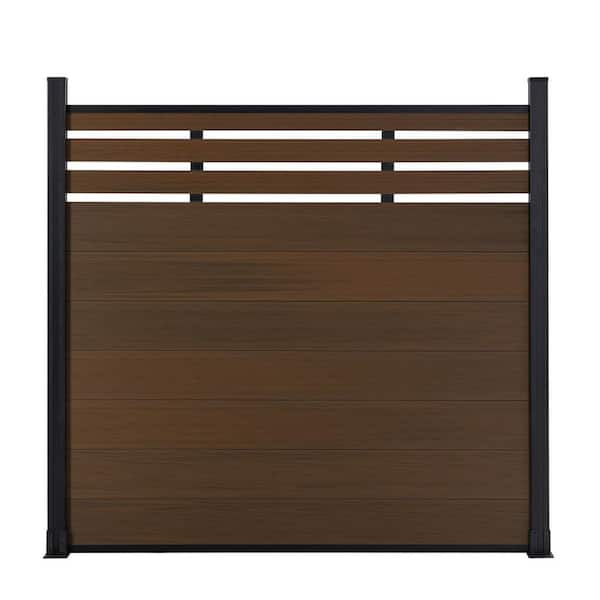 mondaria Garden Fence Board 6 ft. H x 6 ft. W Brown Composite Fence Panel with Two Posts