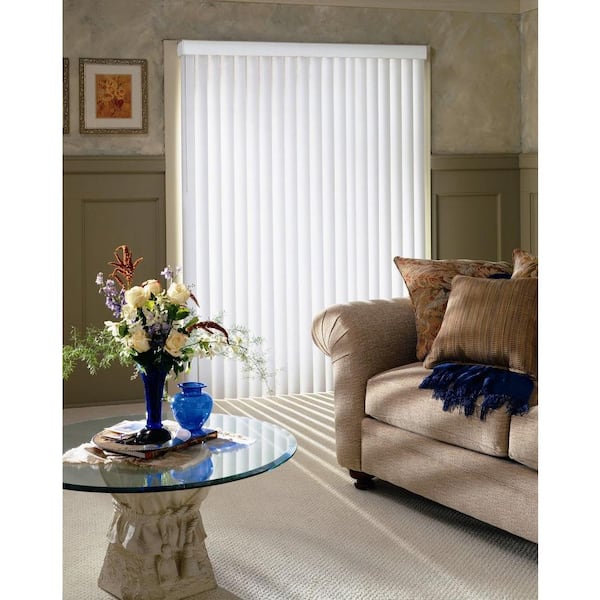 Hampton Bay 3.5 in. W x 84 in. L Alabaster Crown 3.5 Vertical Blind/Louver Set