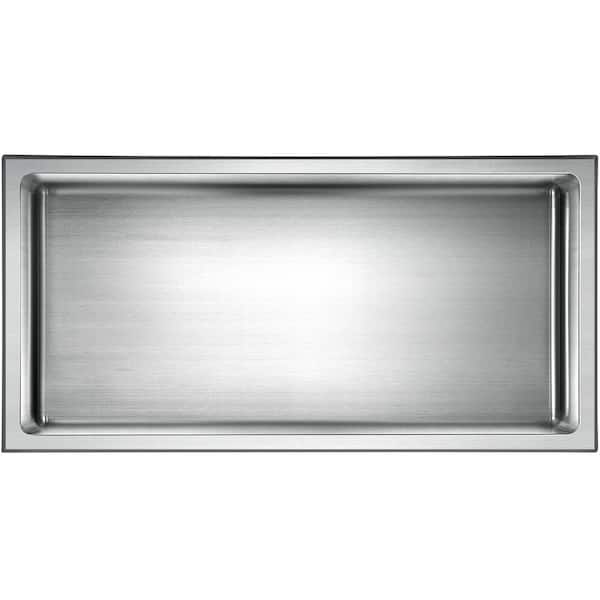 Shower Niche Stainless Steel, 12'' x 24'' x 4'', Wall-inserted