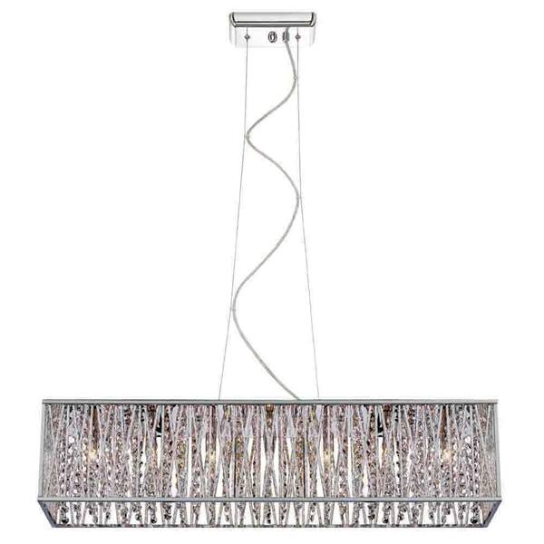 Home Decorators Collection 7-Light Chrome Rectangular Pendant with Woven Laser Cut Crystal Shade