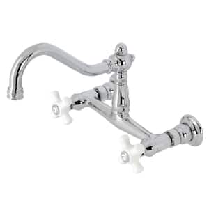 Vintage 2-Handle Wall-Mount Bathroom Faucets in Polished Chrome