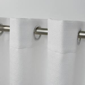 Aztec White Solid Light Filtering Grommet Top Indoor/Outdoor Curtain, 54 in. W x 108 in. L (Set of 2)