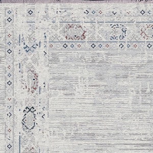 Carson Grey/Ivory 2 ft. 3 in. X 7 ft. 7 in. Bordered Indoor Area Rug