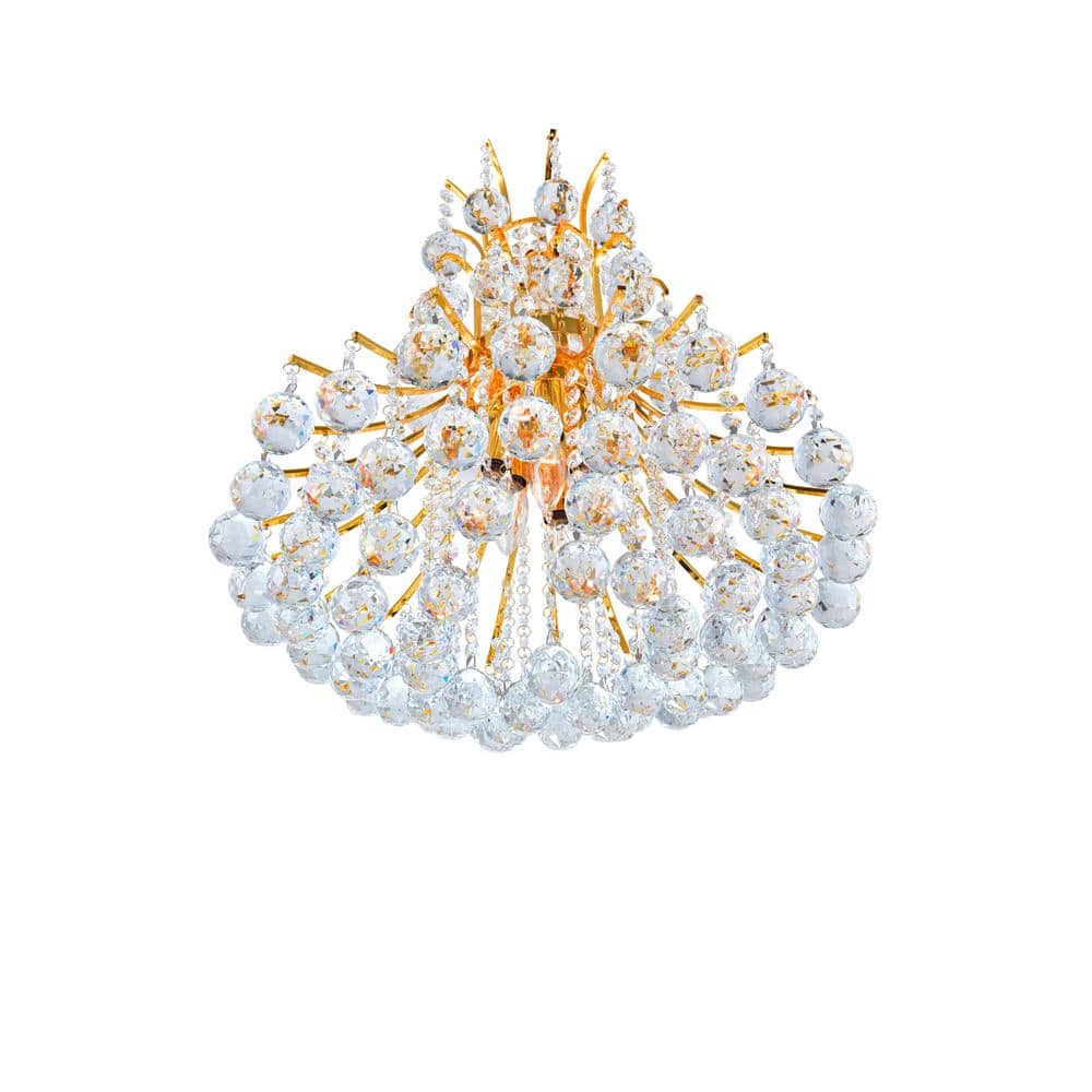 Elegant Gold-Finish 20" Crystal Ball Chandelier with 8 Lights