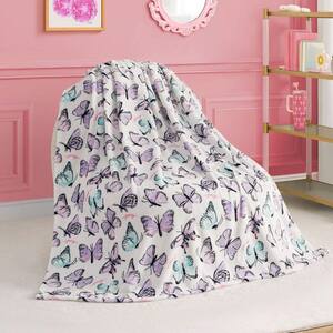Juicy Flutters Pale Lavender Plush Polyester Kids Throw Blanket
