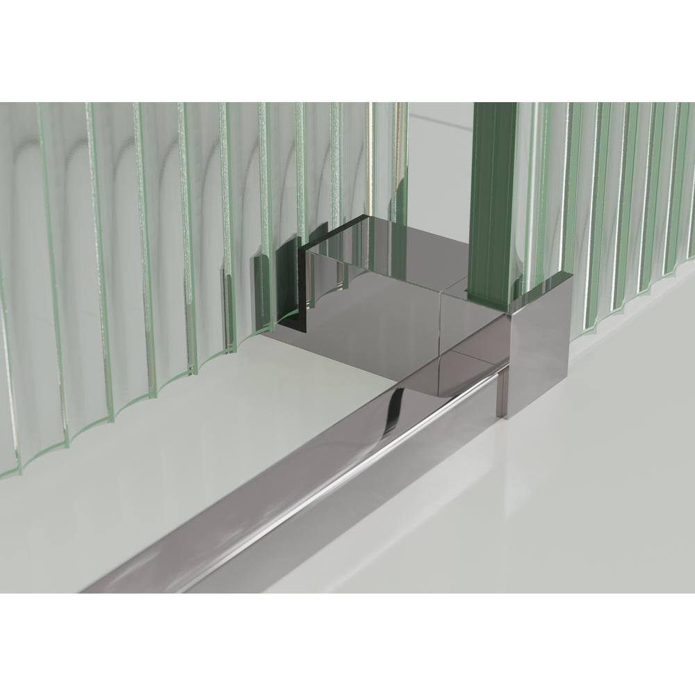 Galaxy 60" Frameless Fluted Glass Sliding Bathtub Door in Chrome
