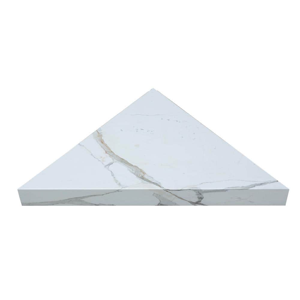 Carrara Marble Finish PVC Corner Shower Bench