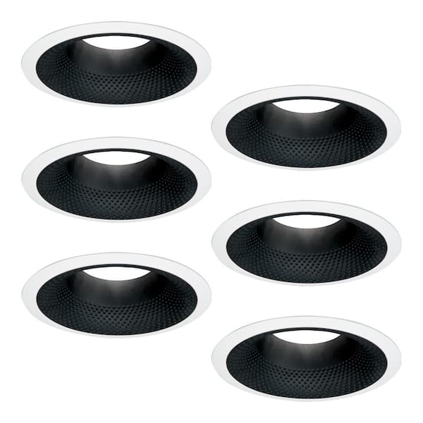 HALO E26 6 in. Black Recessed Lighting Perftex Baffle with Self Flanged White Trim Ring (6-Pack)