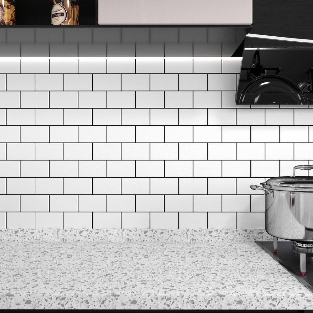 12" x 12" White Vinyl Peel and Stick Subway Tile