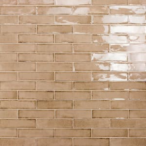 Moze Taupe 3 in. x 12 in. Ceramic Subway Wall Tile Sample