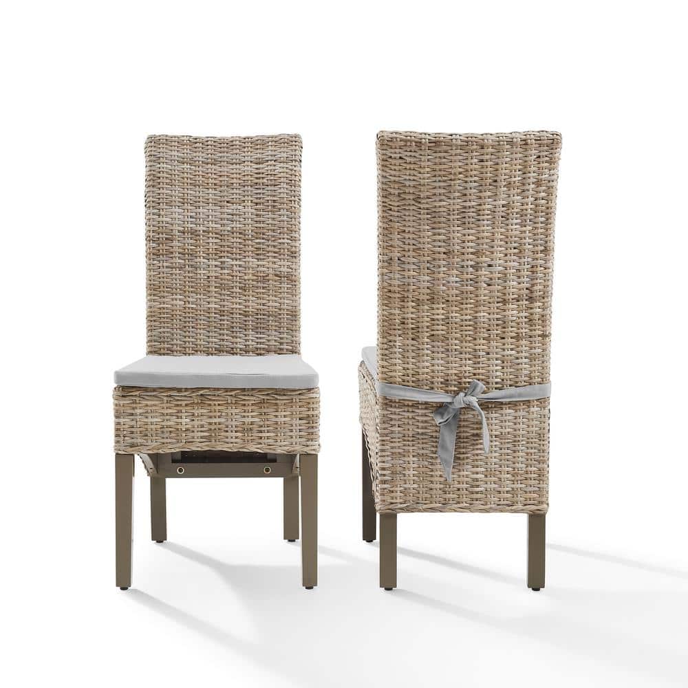 Edelyn High Back Brown Rattan Side Chair with Cushions