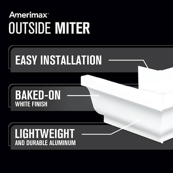 5 in. White Aluminum K-Style Outside Gutter Miter