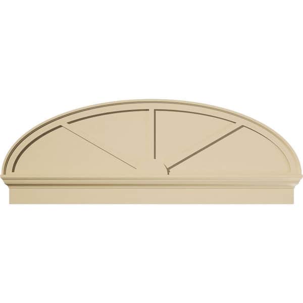 Ekena Millwork 58 in. W x 21-3/8 in. H x 2-3/4 in. P Elliptical 3 Spoke Signature Urethane Combination Pediment, Primed Tan