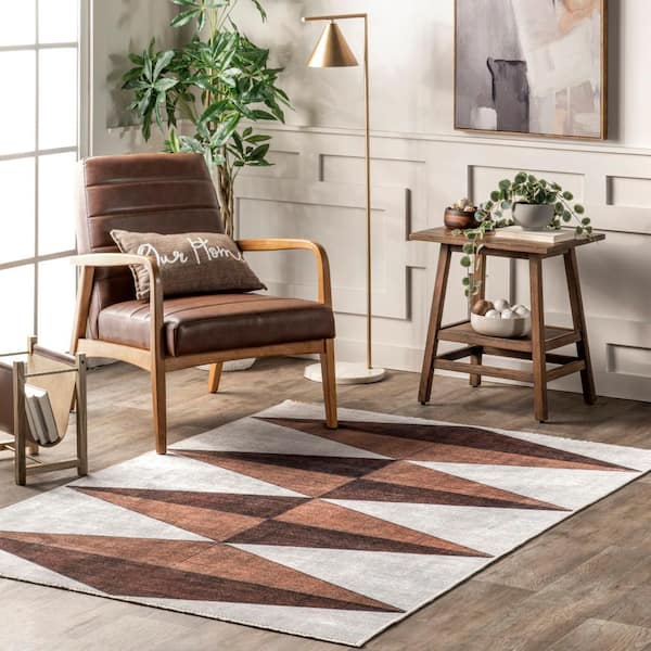 Isolde Diamond Machine Washable Rust 4 ft. x 6 ft. Area Rug