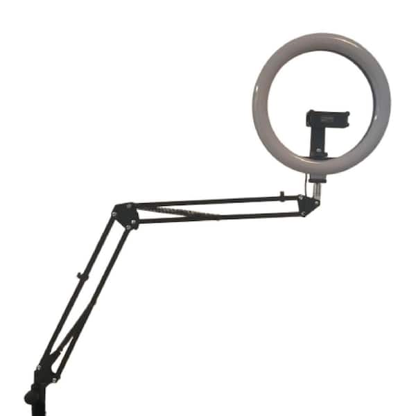 OBJLGEV Overhead Camera Mount with 10 LED Selfie Ring Light Stand and Phone Holder for Video Recording, Vlog, TikTok,Live Stream
