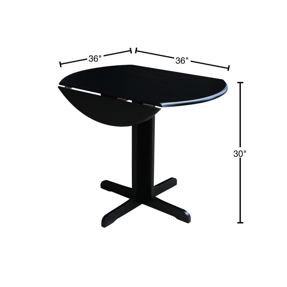 Scandinavian 38" Round Wood Extendable Dining Table in Black