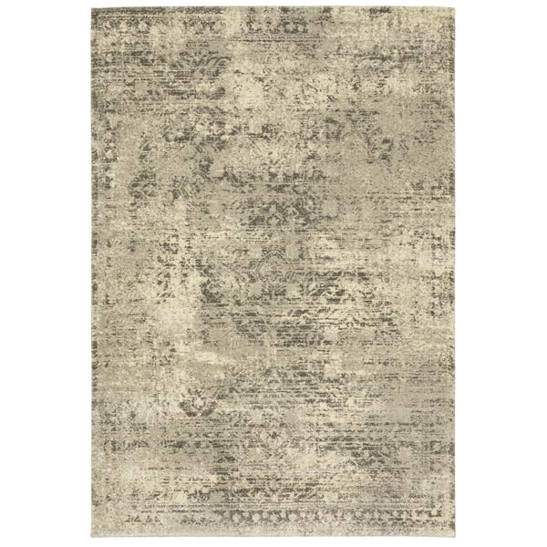 Asbury Beige/Gray 7 ft. x 10 ft. Vintage Distressed Oriental Polypropylene Indoor Area Rug