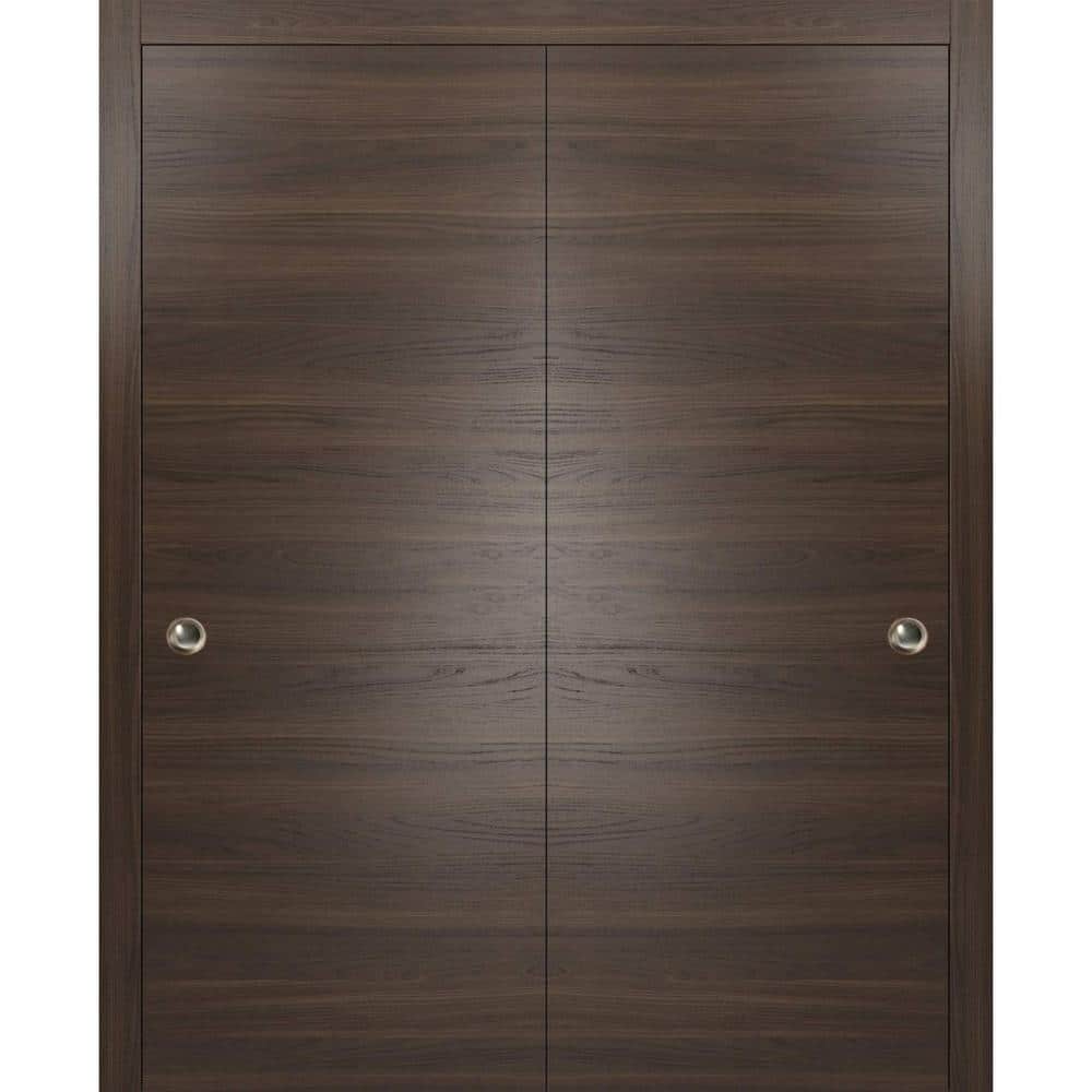 Sartodoors Planum 0010 64 in. x 80 in. Flush Chocolate Ash Finished Wood Sliding Door with Closet Bypass Hardware, Brown -  10DBD-CA-64
