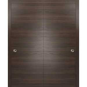 Planum 0010 64 in. x 96 in. Flush Chocolate Ash Finished Wood Sliding Door with Closet Bypass Hardware