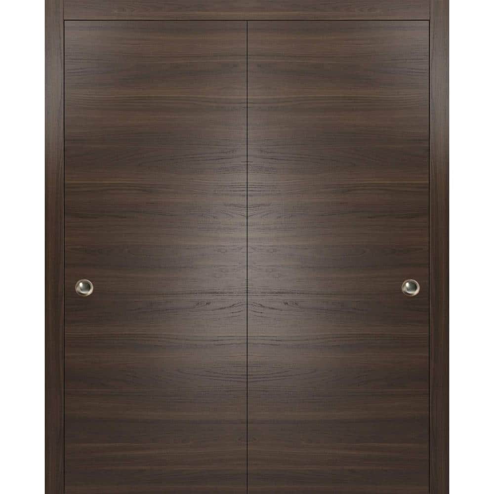 Planum 0010 84 in. x 96 in. Flush Chocolate Ash Finished Wood Sliding Door with Closet Bypass Hardware price history on PriceWatchPro