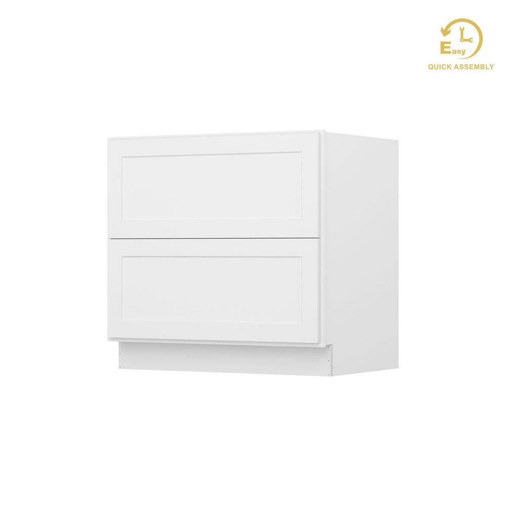 Easy-DIY 36 in. W x 24 in. D x 34.5 in. H Ready to Assemble Drawer Base Kitchen Cabinet in Shaker White with 2-Drawers price history on PriceWatchPro