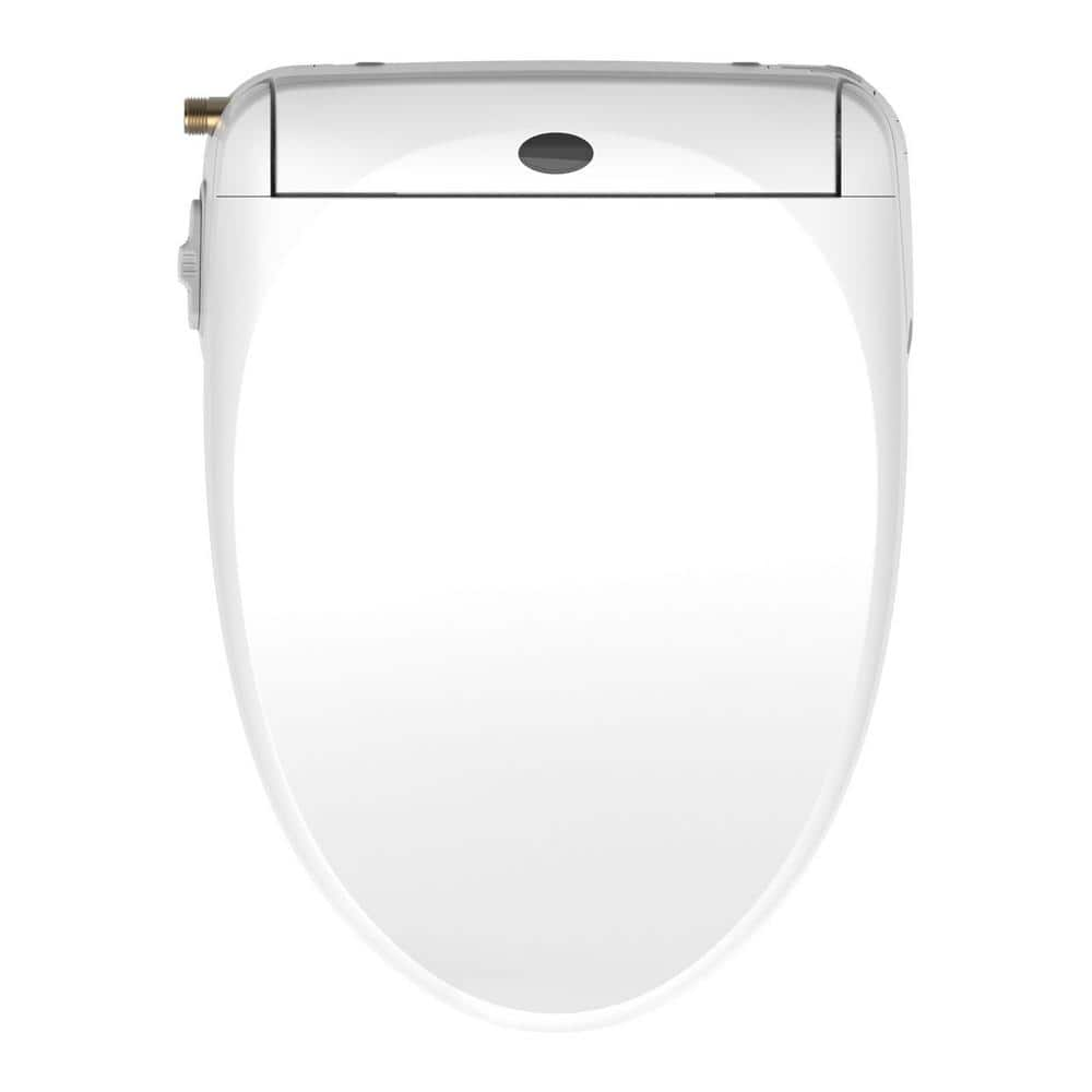 Amucolo Elongated LED Light Electric Bidet Seat Toilet Seat Heated Toilet Seat in White with Warm Air Dryer and Night Light