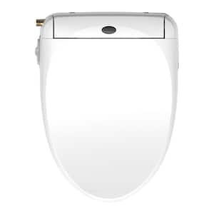 Smart Electric Bidet Seat for Elongated Toilets in White with Warm Air Dryer Warm Water and Night Light