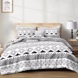 3-Piece All Season Bedding Queen Size Comforter Set Ultra Soft Polyester Elegant Bedding Comforters-Gray