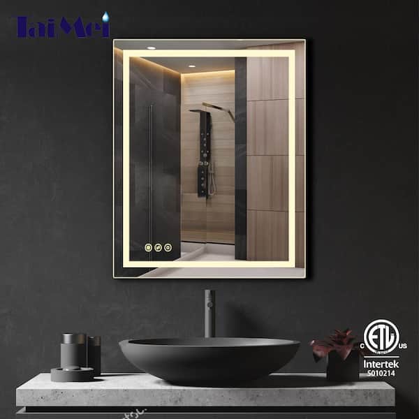Taimei 30 In W X 36 H Frameless Led Single Bathroom Vanity Mirror Polished Crystal Md04 3036sf1 The Home Depot - Best Lighted Bathroom Vanity Mirrors
