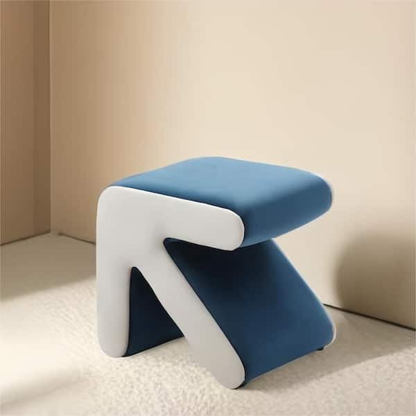 anpport Blue plus Beige Modern Upholstered Velvet Square Arrow Ottoman for Living Room Bedroom