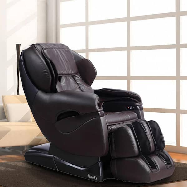 Pro 8500 Series Brown Faux Leather Reclining 2D Massage Chair with Zero Gravity, Foot and Calf Massage, Heated Seat