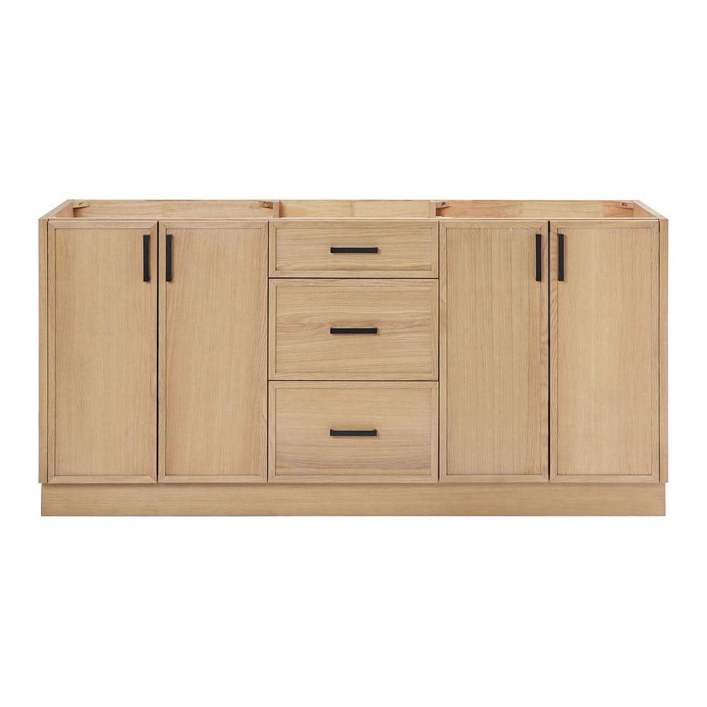 Kelly 72" White Oak Double Freestanding Vanity Cabinet