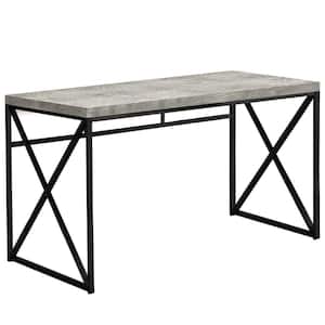 48 in. Rectangular Gray/Black Writing Desk with Open Storage
